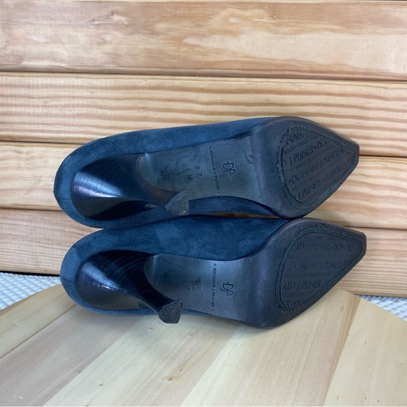 Donald J Pliner 7 US Slip on Black Suede/Leather Stiletto Heels Pumps Shooties - Picture 10 of 12